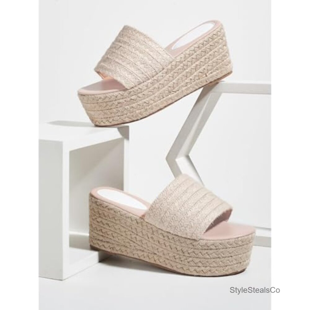 Platform Wedge Sandals Slip On Espadrille Flatform Mules Casual Jute Beach - Picture 6 of 7